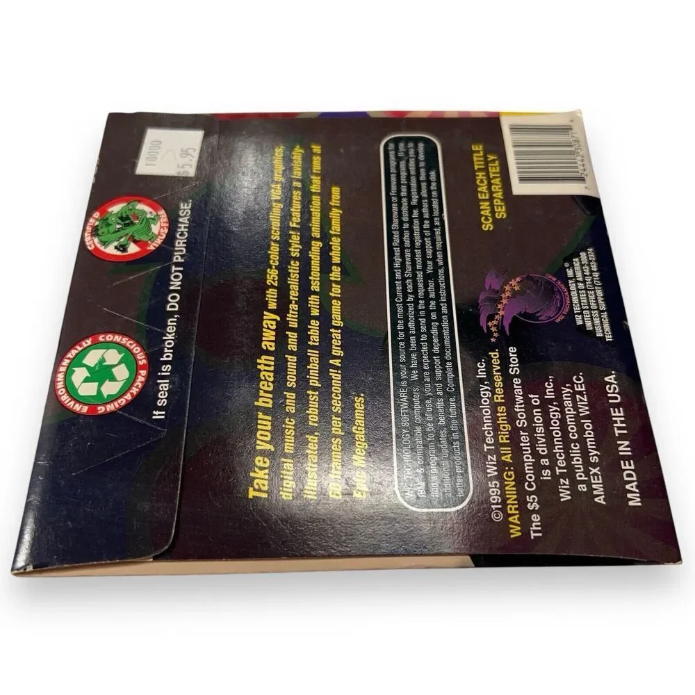 VTG NOS Epic Pinball Shareware PC Game 3.5” Disk Wiz Technology NEW SEALED!
